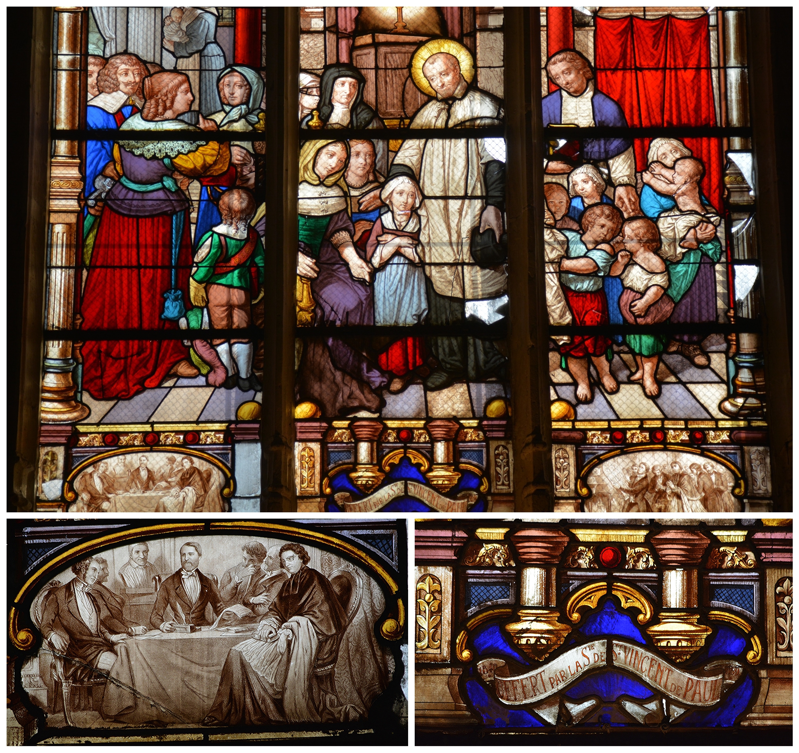 Vitrail de la Société Saint Vincent de Paul en l'église St Godard de Rouen 